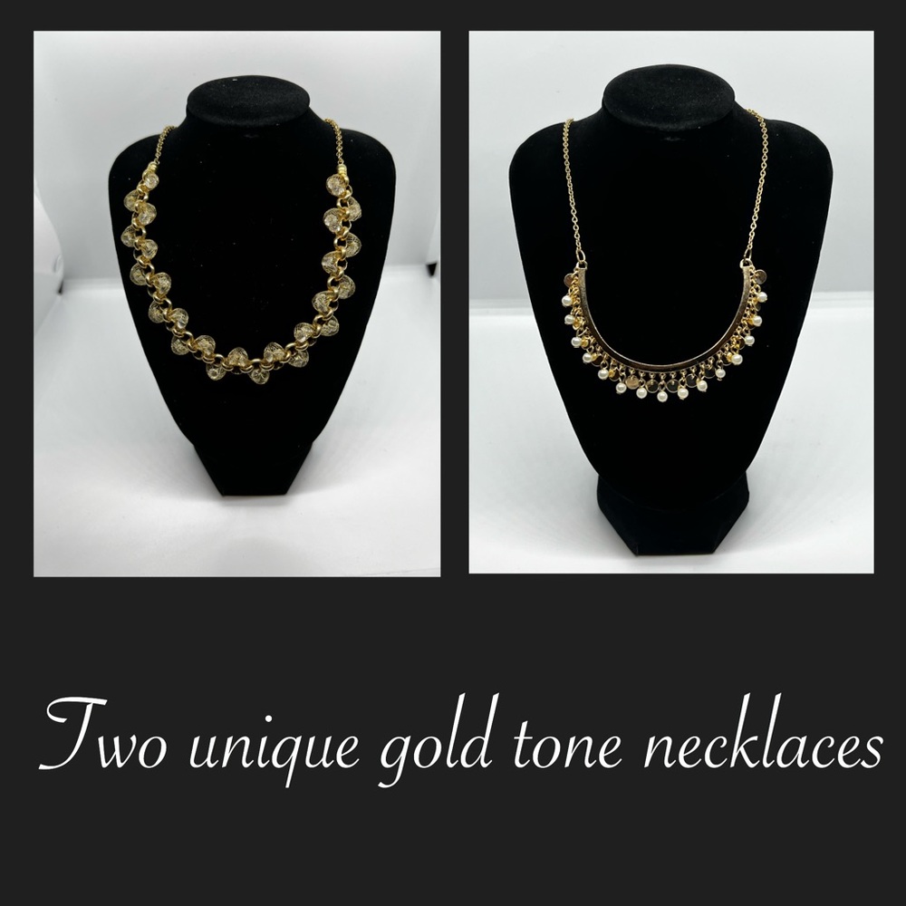 Elegant Gold Tone Necklace Set of two statement